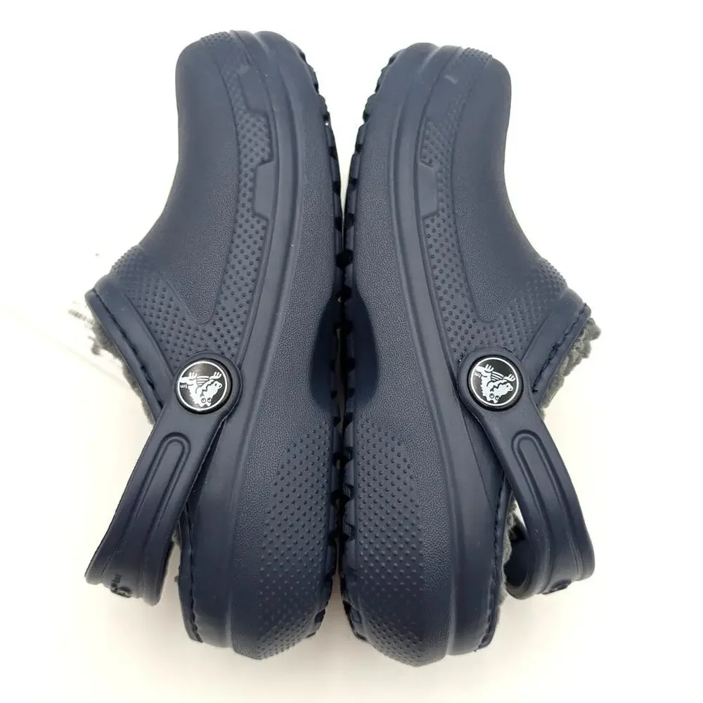 Crocs Classic Lined Clog Shoes Closed Toe Kids' Navy/Charcoal Size US11